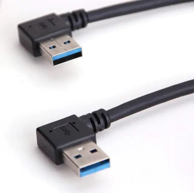 Alt view image 6 of 7 - 2 Packs SuperSpeed USB 3.0 Extension Cable SuperSpeed USB 3.0 Male to Female Extension Data Cable Left and Right Angle  - 20CM / 8INCH