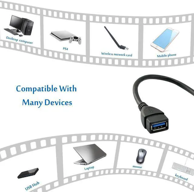 Alt view image 4 of 7 - 2 Packs SuperSpeed USB 3.0 Extension Cable SuperSpeed USB 3.0 Male to Female Extension Data Cable Left and Right Angle  - 20CM / 8INCH