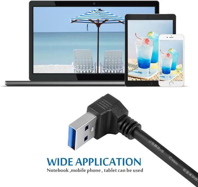 Alt view image 3 of 6 - SuperSpeed USB 3.0 Extension Data Super Speed Cable USB 3.0 Male to Female Extension Data Cable Up and Down Angle 2PCS - 20CM 8IN