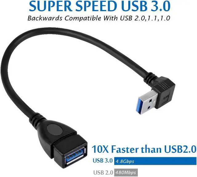 Alt view image 4 of 6 - SuperSpeed USB 3.0 Extension Data Super Speed Cable USB 3.0 Male to Female Extension Data Cable Up and Down Angle 2PCS - 20CM 8IN