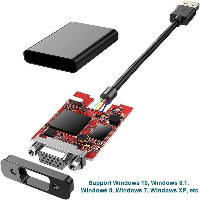 Alt view image 2 of 7 - USB to VGA Adapter USB 3.0 to VGA Adapter Converter Multi-Monitor Adapter Male to Female HD 1080P External Video Card Display Video Converter for Laptop PC Monitor Projector HDTV Windows 7 8 8.1 10