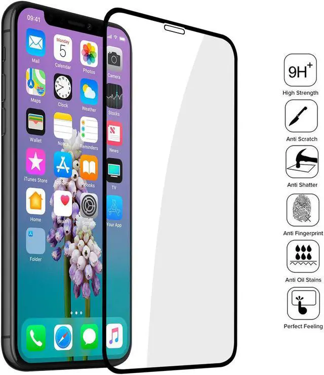 Alt view image 7 of 7 - WERLEO HD iPhone X XS Screen Protector Full Screen Tempered Glass Screen Protector Film Edge to Edge Protection Screen Cover Saver Guard 3D 9H Hardness iPhone X / iPhone XS Black