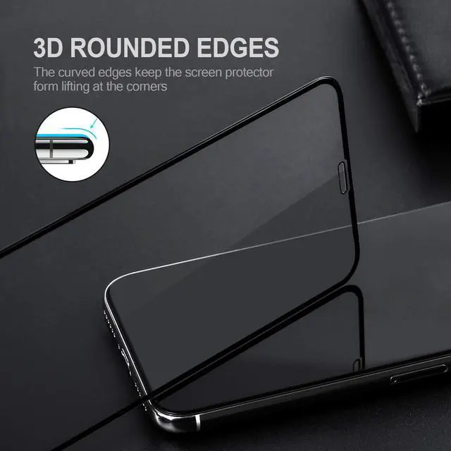 Alt view image 6 of 7 - WERLEO HD iPhone X XS Screen Protector Full Screen Tempered Glass Screen Protector Film Edge to Edge Protection Screen Cover Saver Guard 3D 9H Hardness iPhone X / iPhone XS Black