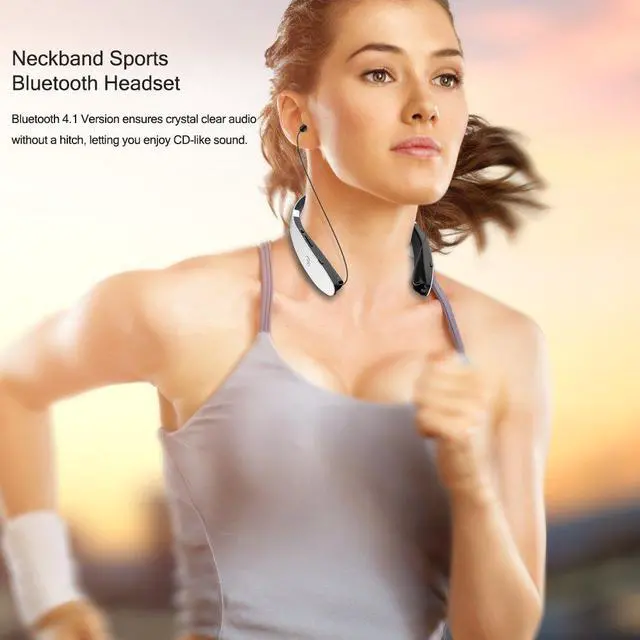 Alt view image 7 of 7 - Foldable Bluetooth Headset Werleo Lightweight Retractable Bluetooth Headphones for Sports & Exercise Noise Cancelling Stereo Neckband Wireless Headset