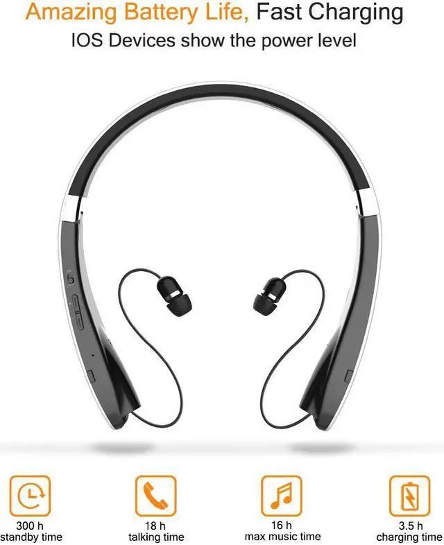 Alt view image 6 of 7 - Foldable Bluetooth Headset Werleo Lightweight Retractable Bluetooth Headphones for Sports & Exercise Noise Cancelling Stereo Neckband Wireless Headset
