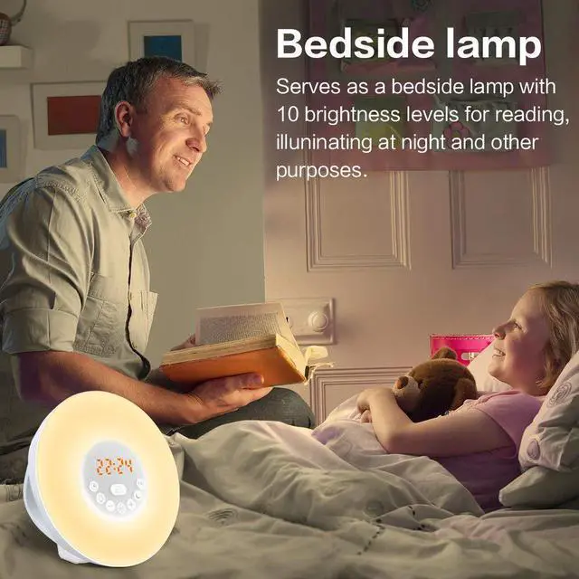 Alt view image 6 of 7 - Wake Up Light Werleo Nature Light Sunrise Simulation Alarm Clock Touch Control Night Light for Bedrooms Snooze Function Wake-Up Light with USB Charger FM Radio for Heavy Sleepers