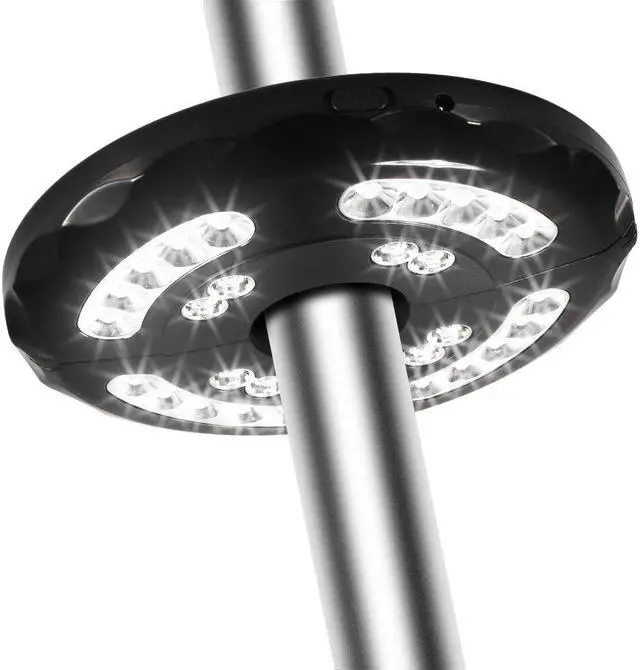 Alt view image 2 of 7 - Patio Umbrella Lights Rechargeable WERLEO 28 LEDs Cordless Umbrella Pole Light for Patio Umbrellas Camping Tents and Other Outdoor Use 2 Level Dimming Switch [2 Battery Inserted]