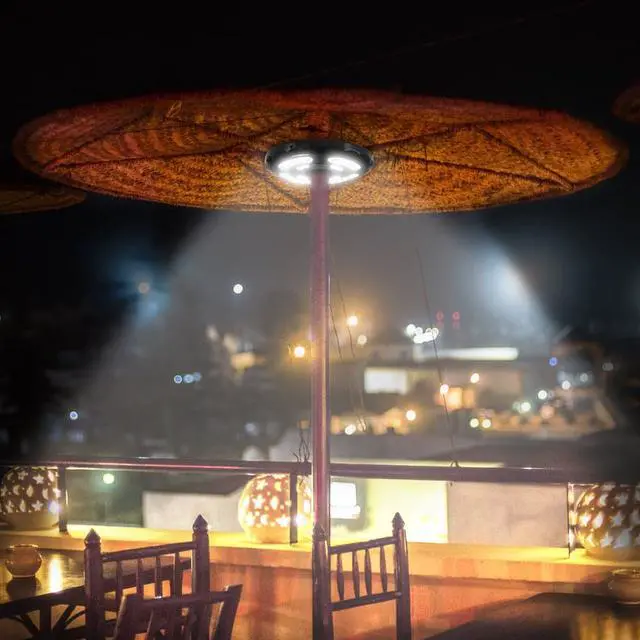 Alt view image 7 of 7 - Patio Umbrella Lights Rechargeable WERLEO 28 LEDs Cordless Umbrella Pole Light for Patio Umbrellas Camping Tents and Other Outdoor Use 2 Level Dimming Switch [2 Battery Inserted]