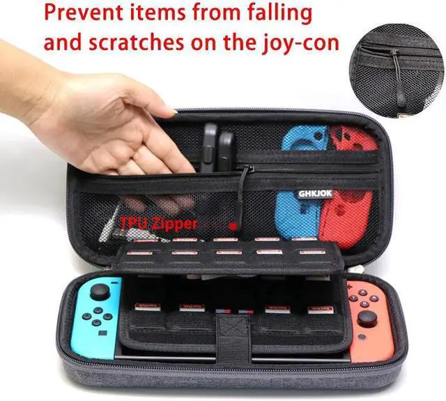 Alt view image 6 of 7 - Switch Carrying Case for Nintendo Switch With 21 Games Cartridges Protective Hard Shell Travel Carrying Case Pouch for Nintendo Switch Console & Accessories Gray