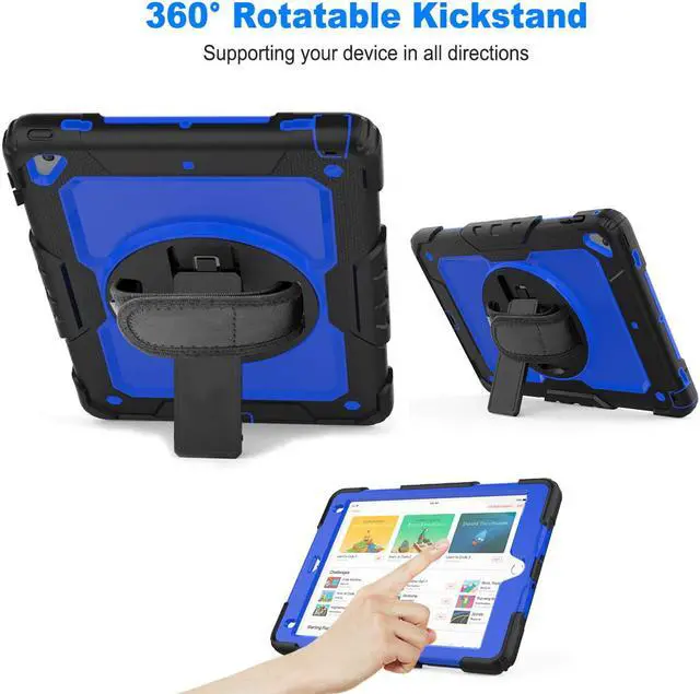Alt view image 5 of 7 - iPad 6th 5th Generation Case New iPad 9.7 Inch 2018 2017 Case Full-body Shock Proof Hybrid Armor Protective Case Cover with 360 Rotating Stand & Strap for Apple iPad 5th / 6th iPad Air 2 iPad Pro 9.7
