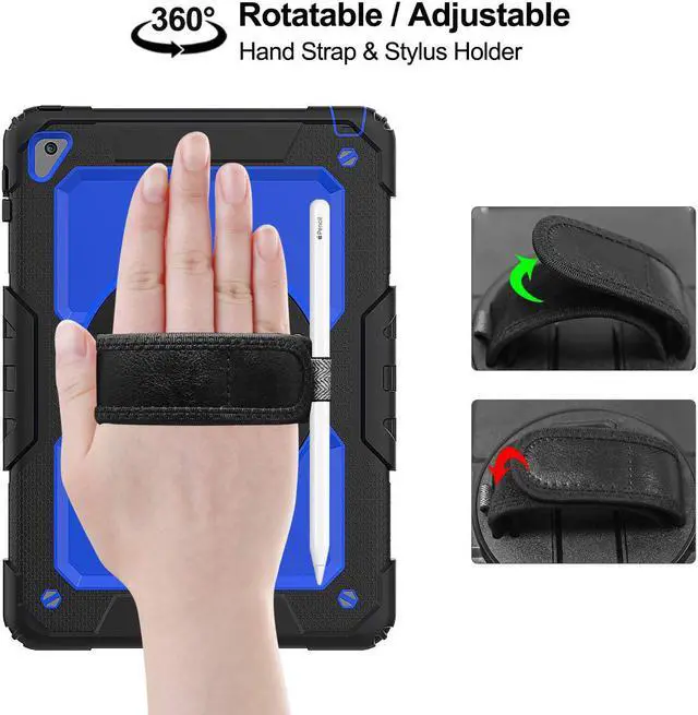 Alt view image 4 of 7 - iPad 6th 5th Generation Case New iPad 9.7 Inch 2018 2017 Case Full-body Shock Proof Hybrid Armor Protective Case Cover with 360 Rotating Stand & Strap for Apple iPad 5th / 6th iPad Air 2 iPad Pro 9.7