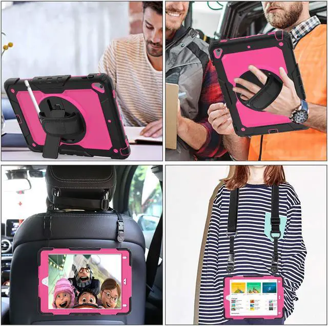 Alt view image 7 of 7 - iPad 6th 5th Generation Case New iPad 9.7 Inch 2018 2017 Case Full-body Shock Proof Hybrid Armor Protective Case Cover with 360 Rotating Stand & Strap for Apple iPad 5th / 6th iPad Air 2 iPad Pro 9.7
