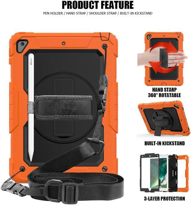 Alt view image 6 of 6 - iPad 6th 5th Generation Case New iPad 9.7 Inch 2018 2017 Case Full-body Shock Proof Hybrid Armor Protective Case Cover with 360 Rotating Stand & Strap for Apple iPad 5th / 6th iPad Air 2 iPad Pro 9.7