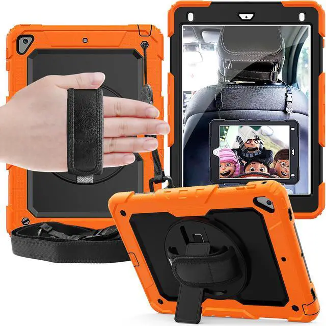 Main image of iPad 6th 5th Generation Case New iPad 9.7 Inch 2018 2017 Case Full-body Shock Proof Hybrid Armor Protective Case Cover with 360 Rotating Stand & Strap for Apple iPad 5th / 6th iPad Air 2 iPad Pro 9.7