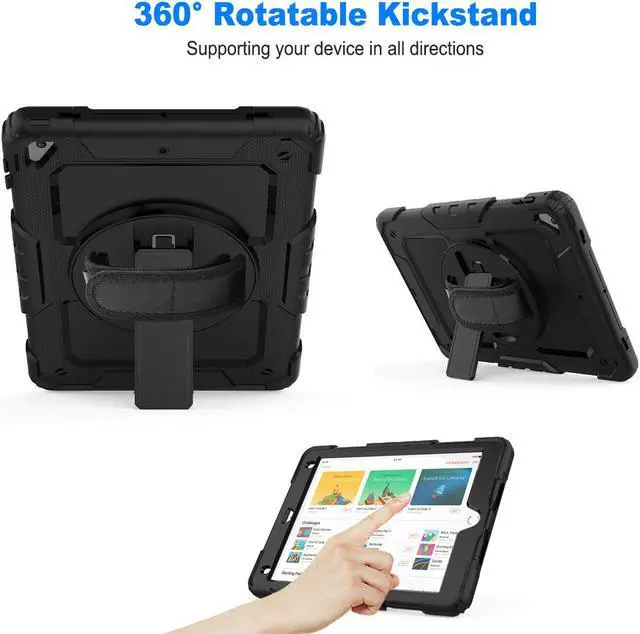 Alt view image 2 of 7 - iPad 6th 5th Generation Case New iPad 9.7 Inch 2018 2017 Case Full-body Shock Proof Hybrid Armor Protective Case Cover with 360 Rotating Stand & Strap for Apple iPad 5th / 6th iPad Air 2 iPad Pro 9.7