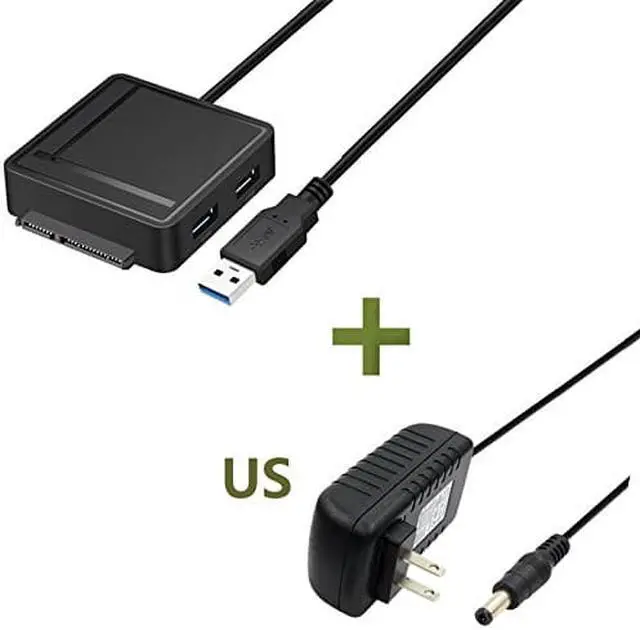 Alt view image 6 of 6 - USB 3.0 to SATA Adapter TF SD Card Reader USB 3.0 Hub 2 Ports Converter 3 in 1 for 2.5” 3.5” HDD Hard Drive SSD Drives with Power Adapter Support UASP