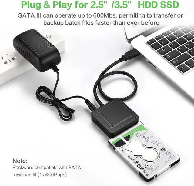Alt view image 4 of 6 - USB 3.0 to SATA Adapter TF SD Card Reader USB 3.0 Hub 2 Ports Converter 3 in 1 for 2.5” 3.5” HDD Hard Drive SSD Drives with Power Adapter Support UASP