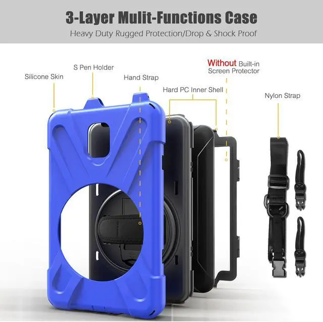Alt view image 5 of 7 - Galaxy Tab Active 2 Case Heavy Duty Shockproof Cover with 360° Rotating Handle Hand Strap Kickstand Carrying Shoulder Strap for Samsung Tab Active 2 8.0 Inch 2017 Model SM-T390 SM-T395 SM-T397 Tablet