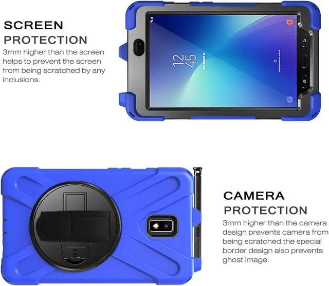 Alt view image 7 of 7 - Galaxy Tab Active 2 Case Heavy Duty Shockproof Cover with 360° Rotating Handle Hand Strap Kickstand Carrying Shoulder Strap for Samsung Tab Active 2 8.0 Inch 2017 Model SM-T390 SM-T395 SM-T397 Tablet