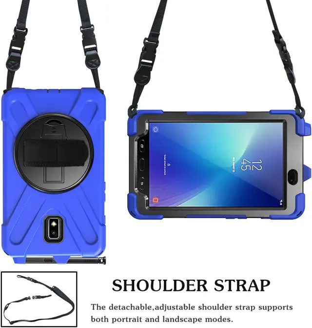 Alt view image 6 of 7 - Galaxy Tab Active 2 Case Heavy Duty Shockproof Cover with 360° Rotating Handle Hand Strap Kickstand Carrying Shoulder Strap for Samsung Tab Active 2 8.0 Inch 2017 Model SM-T390 SM-T395 SM-T397 Tablet