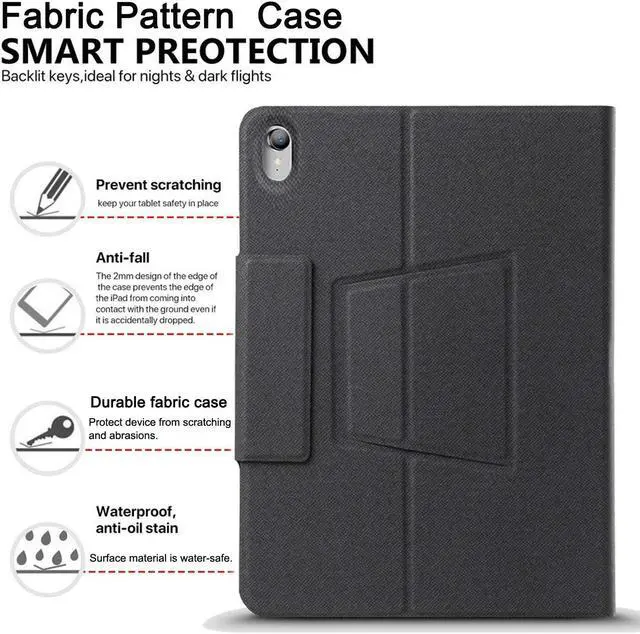 Alt view image 5 of 7 - 2018 New iPad Pro 11 Keyboard Case 7 Colors Backlit with Built-in Apple Pencil Holder Slim Folio Shell Protective Stand Cover Wireless Bluetooth Keyboard for Apple iPad Pro 11" Black