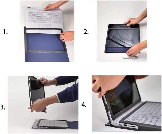 Alt view image 7 of 7 - For Microsoft Surface Book 2 15 inch Case Cover PU Leather Detachable Protective Folio Case For 15 Inch Microsoft Surface Book 2 15" Surface book 2