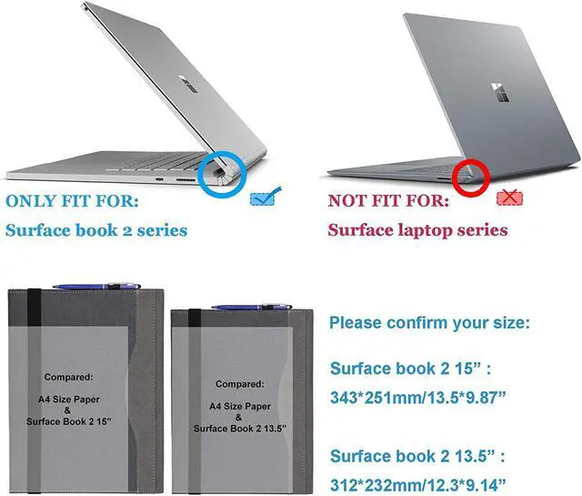 Alt view image 4 of 7 - For Microsoft Surface Book 2 15 inch Case Cover PU Leather Detachable Protective Folio Case For 15 Inch Microsoft Surface Book 2 15" Surface book 2
