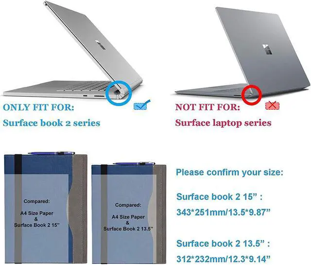 Alt view image 4 of 7 - For Microsoft Surface Book 2 15 inch Case Cover PU Leather Detachable Protective Folio Case For 15 Inch Microsoft Surface Book 2 15" Surface book 2