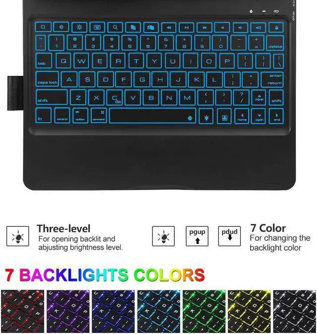 Alt view image 2 of 7 - Keyboard Case for iPad Pro 11 2018 Werleo 7 Color Backlit Bluetooth Keyboard Case Folio Smart 360 Rotate Stand Keyboard Cover with Pencil Holder and Auto Sleep / Wake for iPad Pro 11 inch Black
