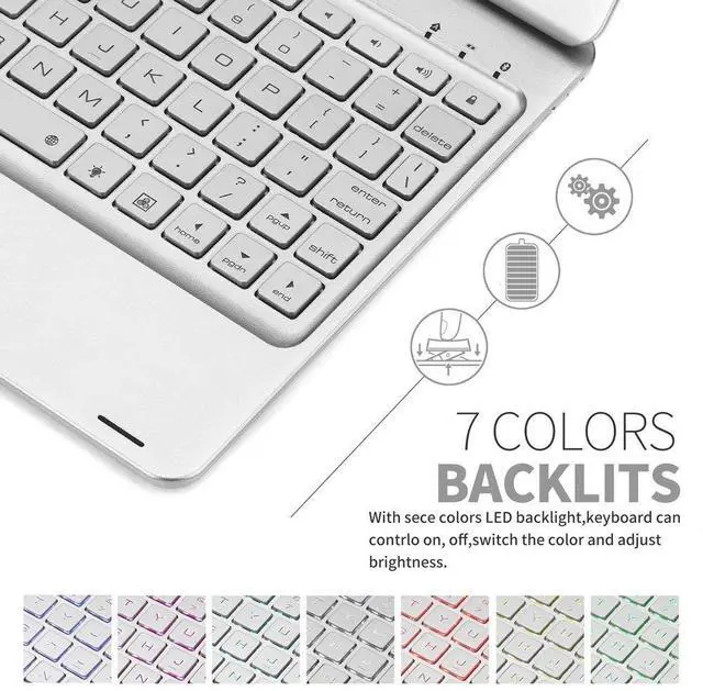 Alt view image 6 of 7 - Keyboard Case for iPad Pro 11 2018 Werleo 7 Color Backlit Bluetooth Keyboard Case Folio Smart 360 Rotate Stand Keyboard Cover with Pencil Holder and Auto Sleep / Wake for iPad Pro 11 inch Black