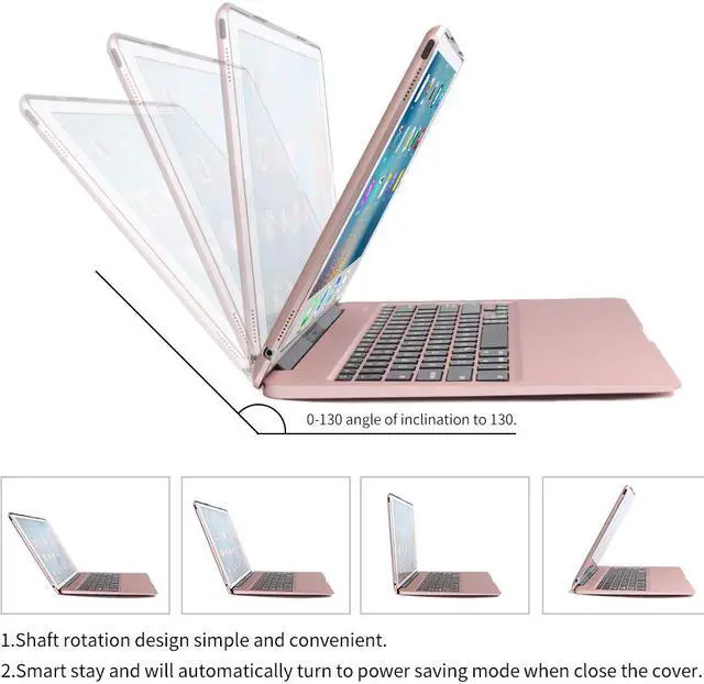 Alt view image 4 of 7 - Bluetooth Keyboard Case iPad Pro 12.9 2017 (2nd Gen) / 2015(1st Gen) Protective Ultra Slim Aluminum Hard Shell Smart Cover with 7 Color Backlit Wireless Bluetooth Keyboard for Apple iPad Pro 12.9 inch