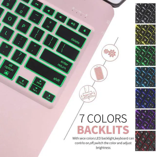Alt view image 2 of 7 - Bluetooth Keyboard Case iPad Pro 12.9 2017 (2nd Gen) / 2015(1st Gen) Protective Ultra Slim Aluminum Hard Shell Smart Cover with 7 Color Backlit Wireless Bluetooth Keyboard for Apple iPad Pro 12.9 inch