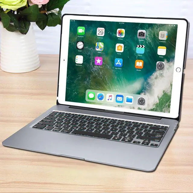 Alt view image 7 of 7 - Bluetooth Keyboard Case iPad Pro 12.9 2017 (2nd Gen) / 2015(1st Gen) Protective Ultra Slim Aluminum Hard Shell Smart Cover with 7 Color Backlit Wireless Bluetooth Keyboard for Apple iPad Pro 12.9 inch