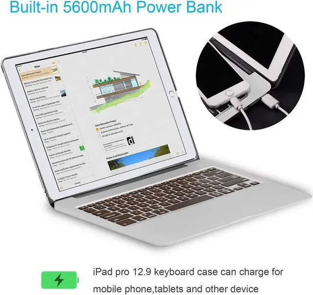 Alt view image 2 of 7 - Bluetooth Keyboard Case iPad Pro 12.9 2017 (2nd Gen) / 2015(1st Gen) Protective Ultra Slim Aluminum Hard Shell Smart Cover with 7 Color Backlit Wireless Bluetooth Keyboard for Apple iPad Pro 12.9 inch