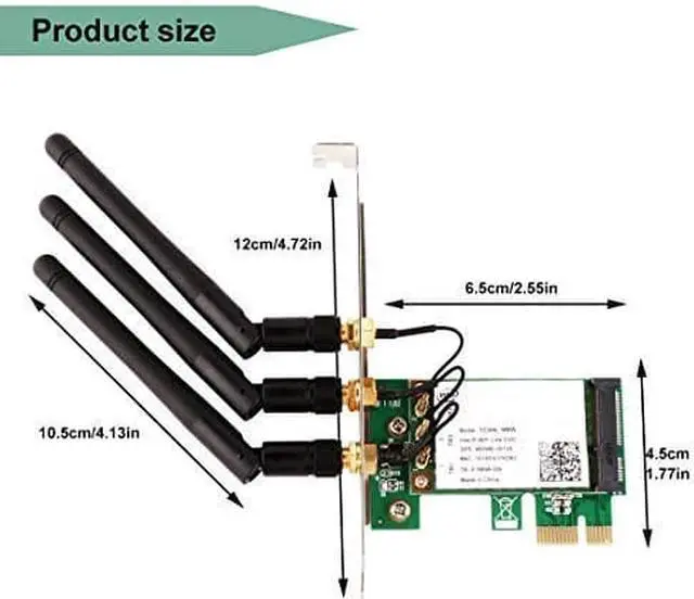 Alt view image 5 of 7 - Werleo WiFi Card 450M Dual Band 5GHz / 2.4GHz PCI-E Wireless WiFi Network Adapter Card for PC - WIE5300