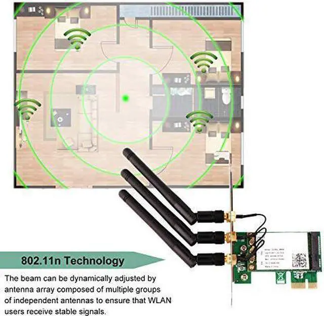 Alt view image 3 of 7 - Werleo WiFi Card 450M Dual Band 5GHz / 2.4GHz PCI-E Wireless WiFi Network Adapter Card for PC - WIE5300