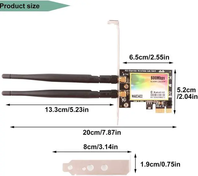 Alt view image 5 of 7 - WiFi Card AP 600Mbps Wireless Network Card,WLAN WiFi Adapter with Bluetooth 4.0 Werleo 3422 Dual-Band 300Mbps PCI-E Express Adapter Network Card 2x3.5dBi Antenna for Desktop PC Adapter