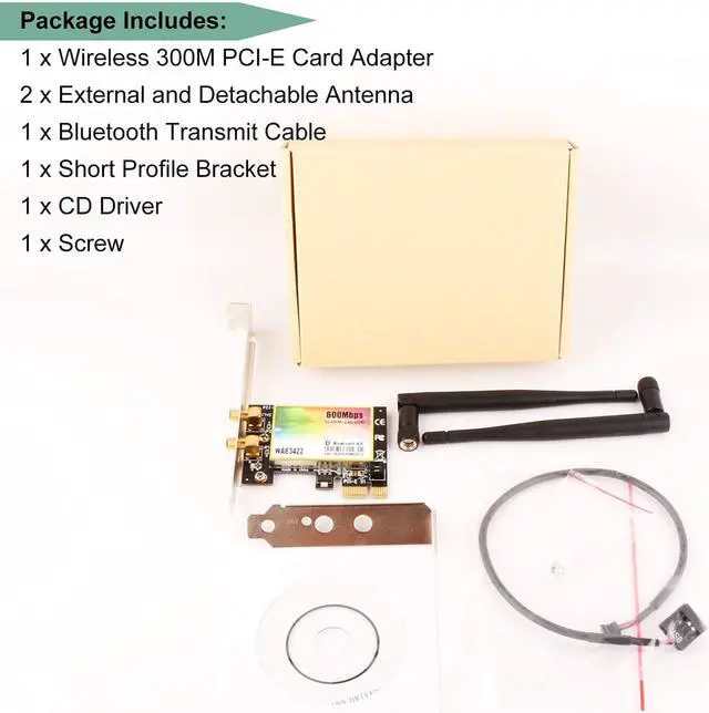Alt view image 7 of 7 - WiFi Card AP 600Mbps Wireless Network Card,WLAN WiFi Adapter with Bluetooth 4.0 Werleo 3422 Dual-Band 300Mbps PCI-E Express Adapter Network Card 2x3.5dBi Antenna for Desktop PC Adapter