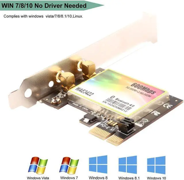 Alt view image 4 of 7 - WiFi Card AP 600Mbps Wireless Network Card,WLAN WiFi Adapter with Bluetooth 4.0 Werleo 3422 Dual-Band 300Mbps PCI-E Express Adapter Network Card 2x3.5dBi Antenna for Desktop PC Adapter