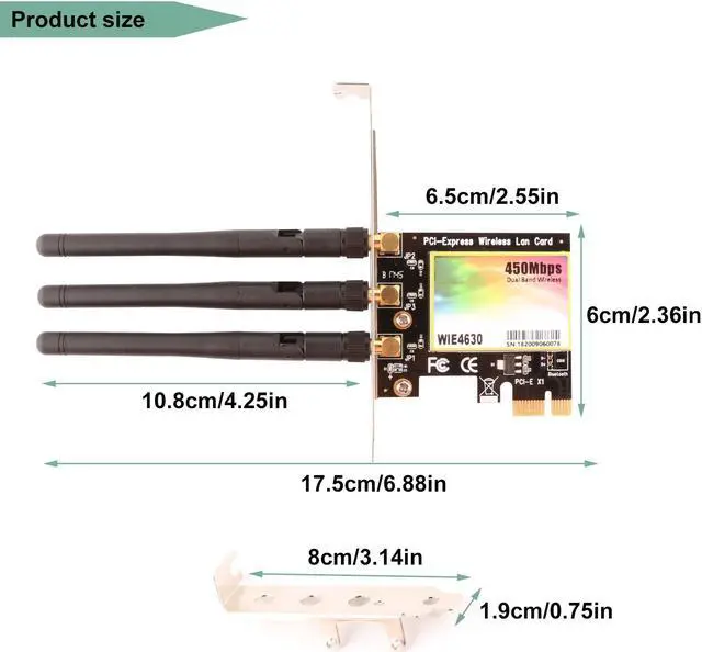 Alt view image 5 of 7 - WiFi Card AP 11N 450Mbps Network Card Werleo Wireless WiFi PCIe Network Adapter Card 5GHz / 2.4GHz Dual Band PCI Express Network Card with 3×3.5dBi High Gain Antenna for Desktop PC