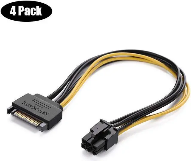 Main image of Sata Power Cable Sata15 Pin to 6 Pin PCI Express Graphics Video Card Power Cable Adapter - 8 inch