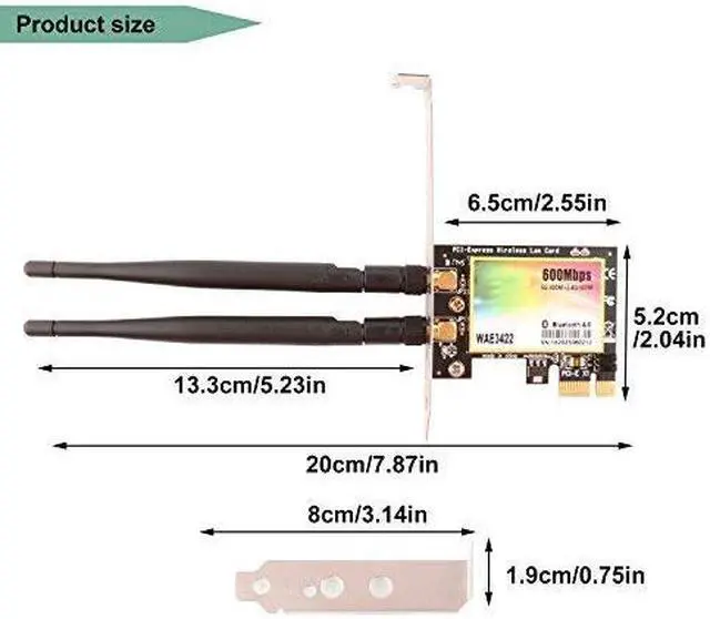 Alt view image 6 of 7 - Werleo WiFi Card 300Mbps Dual-Band PCIe Express Bluetooth Adapter Network Card WLAN WiFi Adapter with Bluetooth 4.0 for Desktop PC Adapter - WAE3422