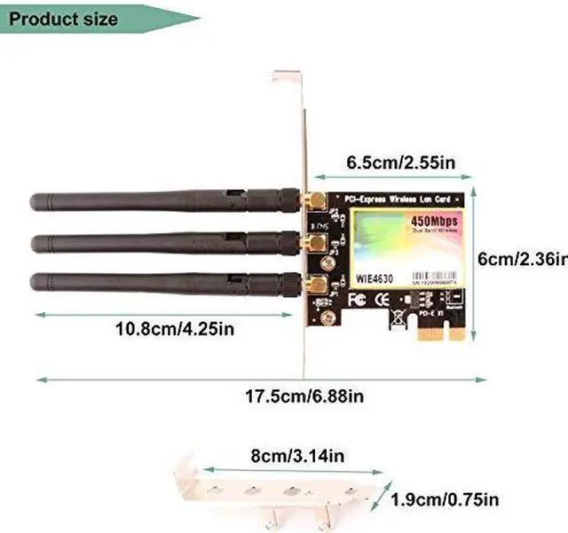 Alt view image 6 of 7 - Werleo 450Mbps 2.4G / 5G Dual Band PCI Express Adapter Wi-Fi Adapter Network Card for Desktop Computers -  WIE4630