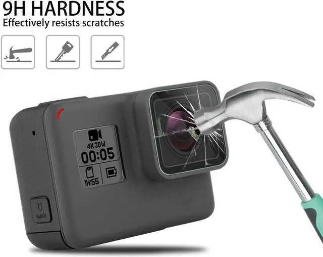 Alt view image 5 of 7 - [6pcs] Werleo Screen Protector for GoPro Hero 7 (Only Black) Hero HD 2018 / Hero 5 / Hero 6 Ultra Clear Tempered Glass Screen Protector + Lens Protector + Lens Cap Cover Accessories