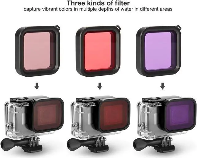 Alt view image 4 of 7 - Werleo Waterproof Case Accessory Kit for Gopro Hero 7 Black / HD (2018) / 6 / 5 with Waterproof Housing Case + 3 Filters + Anti-Fog Insert