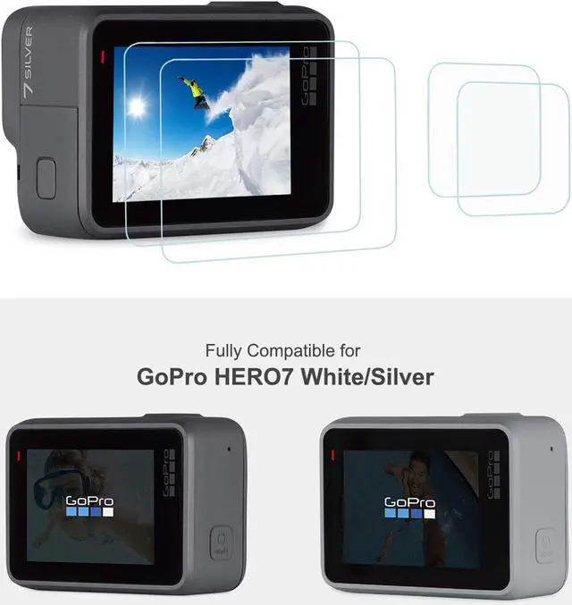 Alt view image 2 of 7 - [4pcs] Werleo Screen Protector for GoPro Hero 7 White / GoPro Hero 7 Silver Ultra Clear Tempered Glass Screen Protector + Lens Protector Accessories