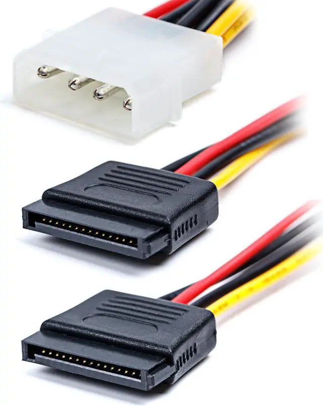 Main image of Werleo 4 pack 6-Inch / 15CM 4 pin Molex to 15 pin SATA Power Splitter Cable Adapter for Hard Drive HDD SSD