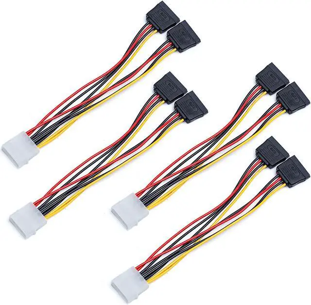 Alt view image 3 of 5 - Werleo 4 pack 6-Inch / 15CM 4 pin Molex to 15 pin SATA Power Splitter Cable Adapter for Hard Drive HDD SSD