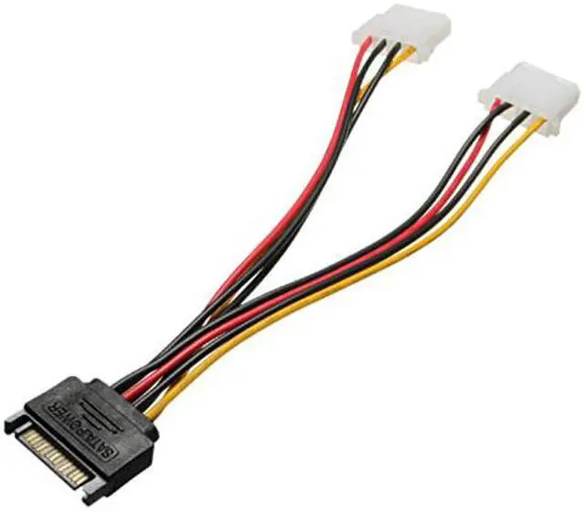 Alt view image 3 of 7 - 2pcs SATA 15 Pin Male to Dual 4 Pin Molex Female Splitter Power Cable 8 Inch SATA 15 Pin Male to 4 Pin Power Cable