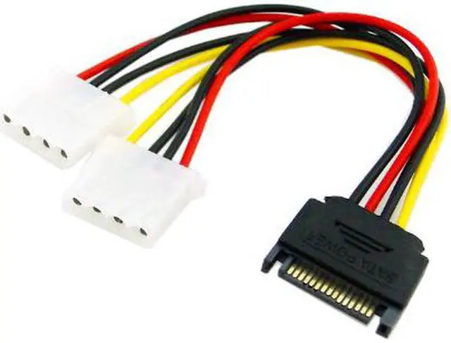 Alt view image 4 of 7 - 2pcs SATA 15 Pin Male to Dual 4 Pin Molex Female Splitter Power Cable 8 Inch SATA 15 Pin Male to 4 Pin Power Cable